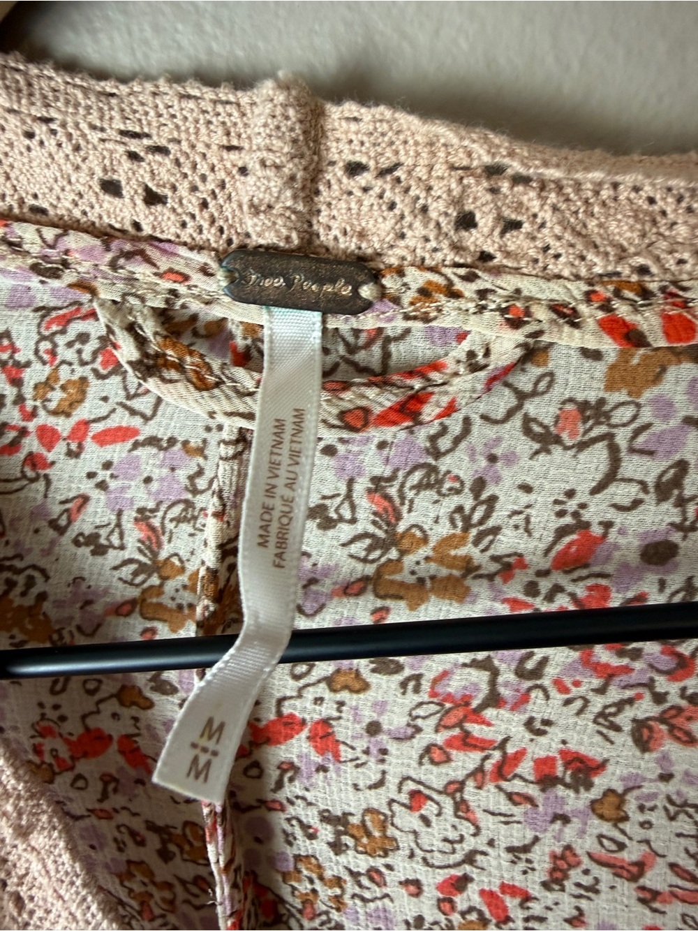 Free People Lola Floral Chiffon Kimono Cardigan Tie Front Lace Trim - Picture 3 of 7